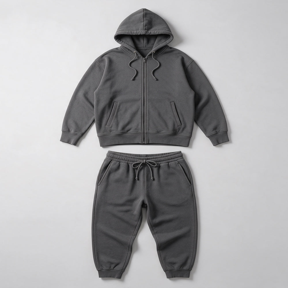 Trainingsanzug in Anthrazit, Zip-Hoodie und Jogginghose