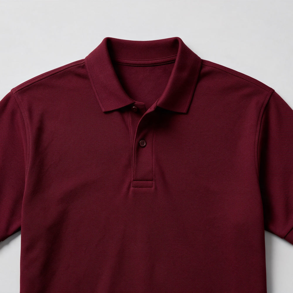 Poloshirt in Bordeaux aus Pikee-Baumwolle