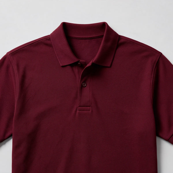Poloshirt in Bordeaux aus Pikee-Baumwolle